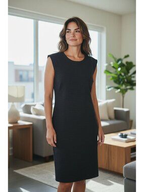 Banana Republic Women's Sleeveless Black Sheath Dress textured Stretch Size 10